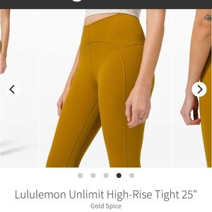 Lululemon unlimit high rise tight 25” in Golden Spice size 8 Nulu - NWT